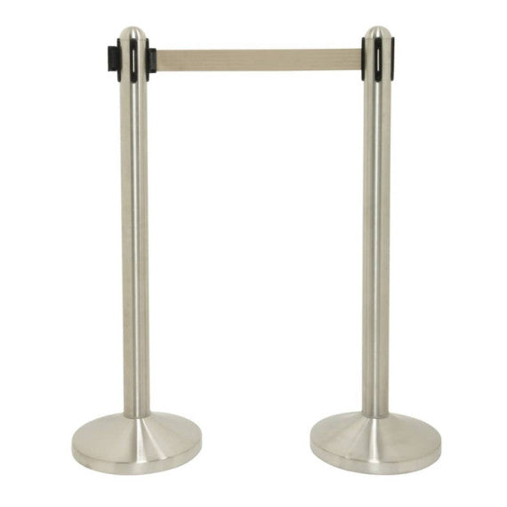Colonnina segnapercorso Securit® in acciaio - nastro retrattile 2,1 m grigio 101x51x51 cm - RS-RT-RVS-GY-SET