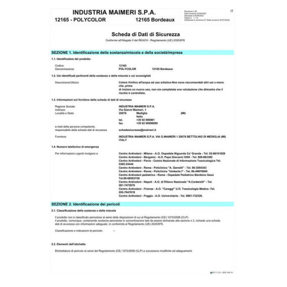 Colore vinilico fine Maimeri in vasetto 140 ml bordeaux - M1220165