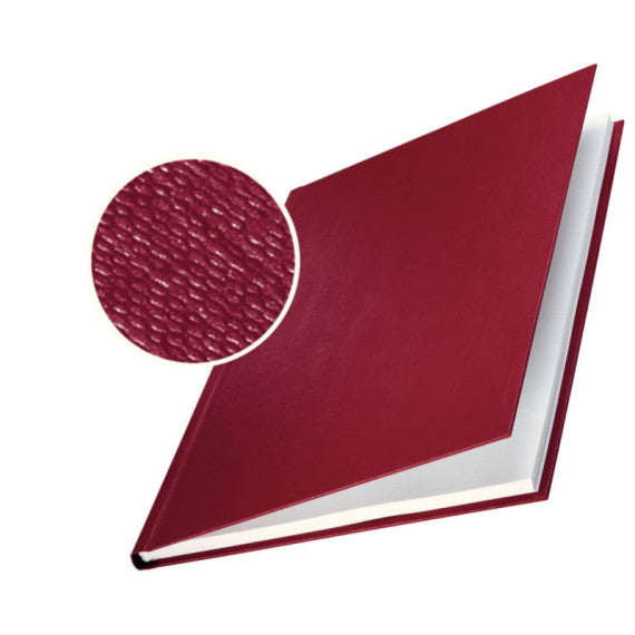 Copertina rigida 36-70 fogli Leitz impressBIND in cartone con dorso da 7 mm A4 bordeaux conf. da 10 - 73910028