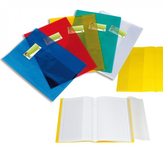 Coprimaxi - A4 - PPL - liscio trasparente - blu - con alette - portanome - Sei Rota