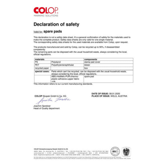 Cuscinetto Colop in confezione da 5 ricambi colore rosso - Printer 20 E20.R