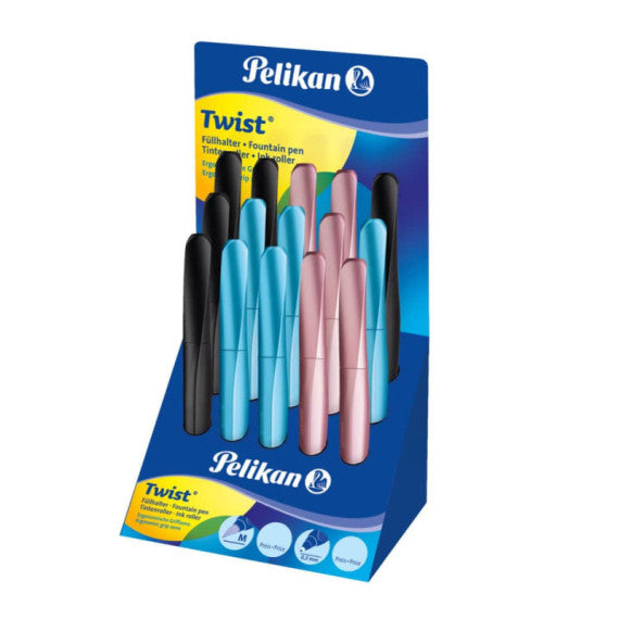 Display penne Twist Pelikan in display da 15 pezzi stilo e sferografica colori classici - 605564