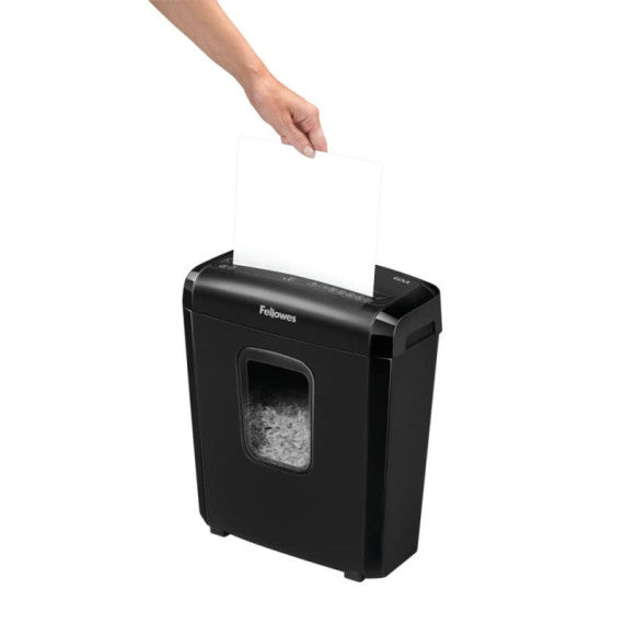 Distruggidocumenti Fellowes a miniframmento da 4x12 mm - 6 ff - ciclo continuo 5 min - 13 L - 4631101