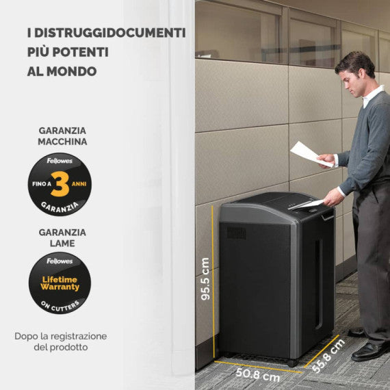 Distruggidocumenti uso frequente FELLOWES Powershred 425Ci P-4 - 114 L taglio a frammenti 4x30 mm - 4698001