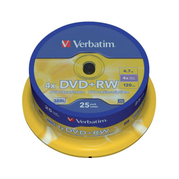 DVD+RW Verbatim 4x 4.7 GB in confezione da 25 dvd+rw - 43489