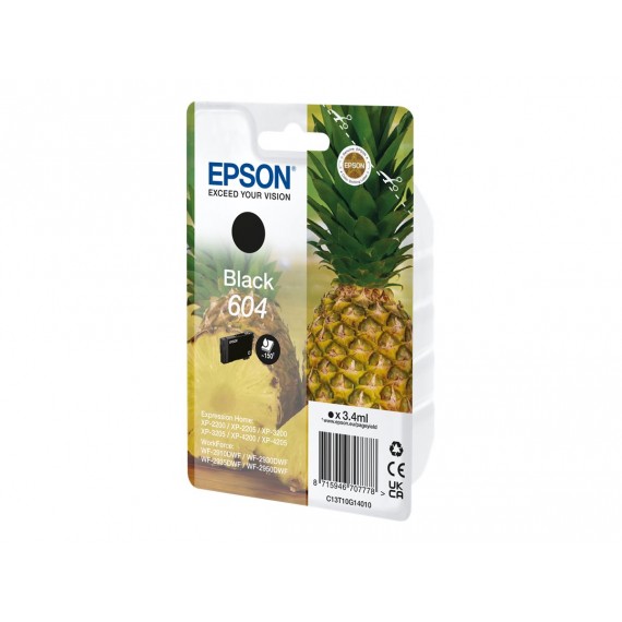 EPSON 604 NERA ANANAS C13T10G14010 CARTUCCIA ORIGINALE PER EPSON XP 2200,3200,4200,WF 2910,2930,2950 T604 150 PAGINE