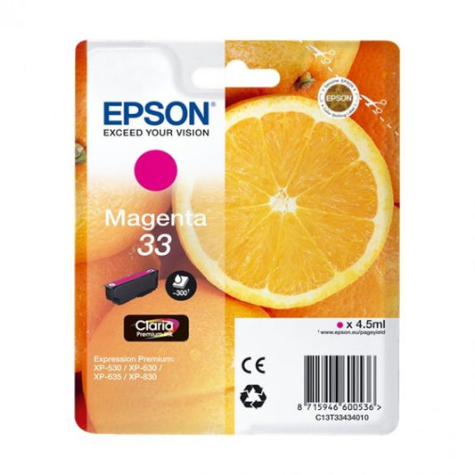 EPSON T3343 MAGENTA C13T33434010 CARTUCCIA ORIGINALE PER EPSON EXPRESSION PREMIUM XP530 XP630 XP635 XP830 33 CAPACITA 4,5ML