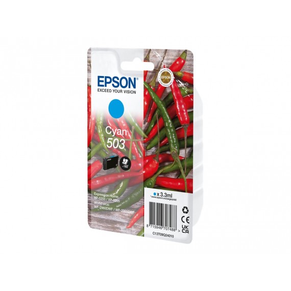 EPSON T503 CIANO C13T09Q24010 CARTUCCIA ORIGINALE PER EPSON EXPRESSION XP 5200,XP 5205, WORKFORCE WF 2960,WF 2965 165 PAGINE