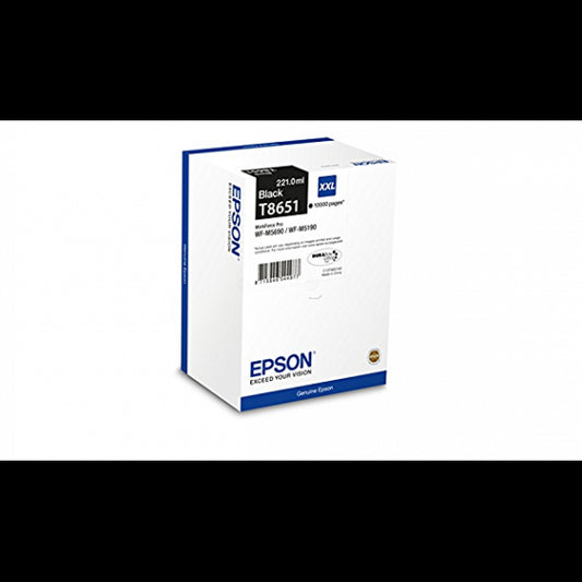 EPSON T8651 XXL NERA ORIGINALE C13T865140 CARTUCCIA ORIGINALE PER EPSON WORKFORCE Pro WF-M5190DW,WF-M5690DW 221ML 10.000 PAGINE