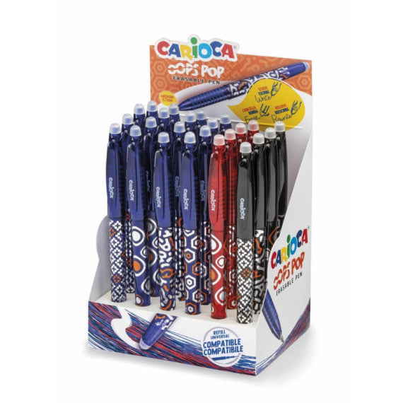 Espositore 24 penne cancellabili Carioca Oops Pop punta media 0,7 mm assortiti 41045