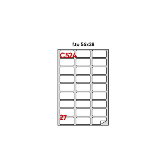 Etichette bianche permanenti Markin Copiatabu 56x28 mm - angoli arrotondati 27 et./ff - conf. 100 ff A4 - X210C524