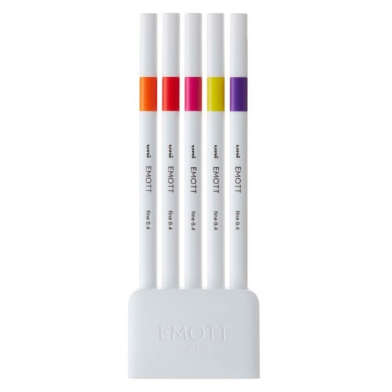Fineliner Emott - tratto 0.4 mm - colori assortiti passion - Uni Mitsubishi - conf. 5 pezzi