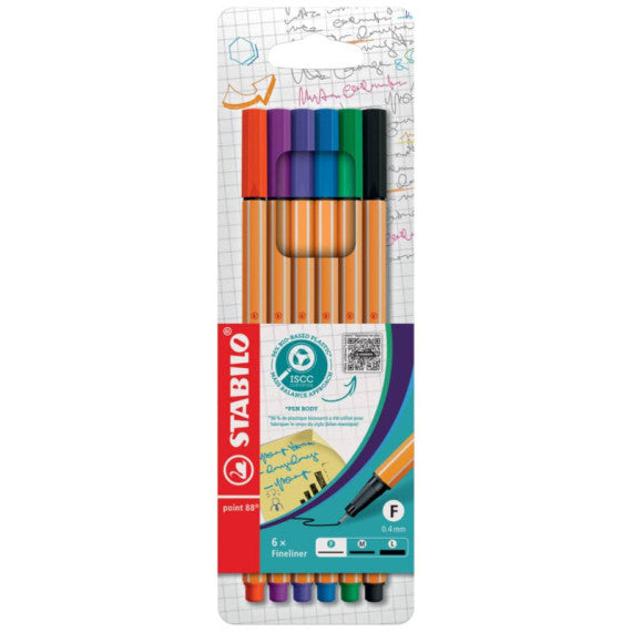 Fineliner Stabilo Point 88 0,4 mm assortiti astuccio da 6 - 88/6