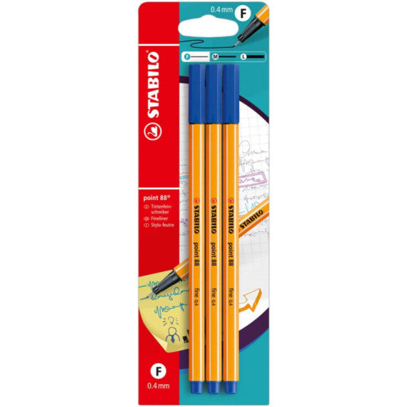 Fineliner Stabilo Point 88® 0,4 mm conf. 3 pz blu B-14827-10