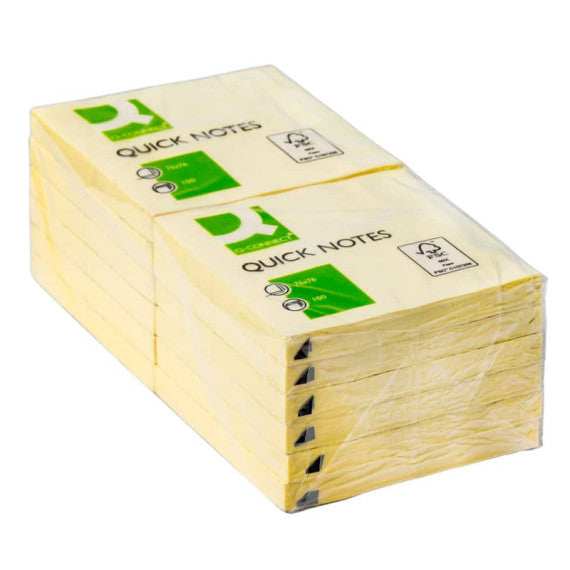 Foglietti riposizionabili Q-Connect 63 g/m² giallo 76x76 mm 12 blocchetti da 100 ff - KF10502