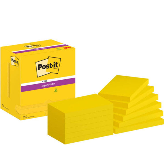Foglietti riposizionabili Super Sticky Notes Post-it®Giallo oro 76x127 mm - 12 blocchetti da 90 ff - 655-S
