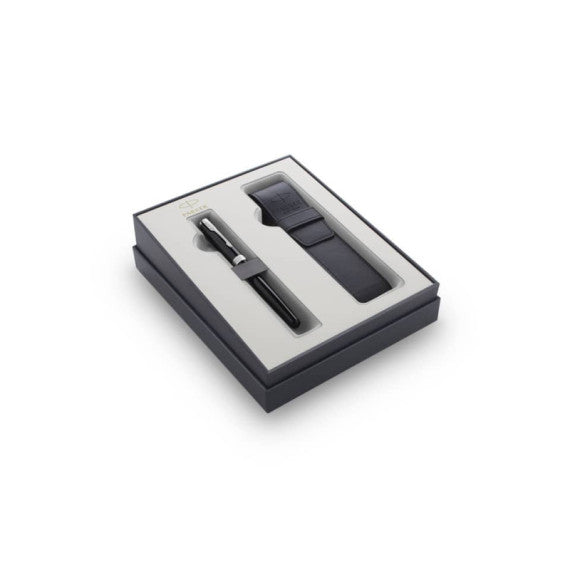 Gift set Parker Sonnet Lacque Black CT penna stilografica M + portapenne nero in confezione regalo - 2121709
