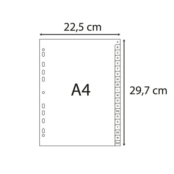 Intercalare alfabetico - PPL riciclato - A4 - A-Z - grigio - Exacompta