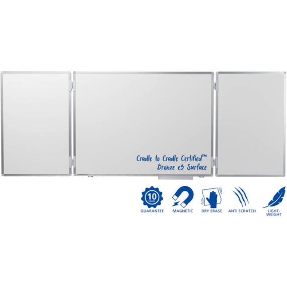 Lavagna bianca magnetica cancellabile Legamaster Economy plus 3 pannelli bianco 90x120-240 cm- 7-100554