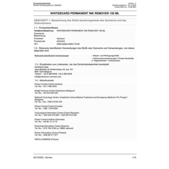 Liquido rimuovi-inchiostro per lavagne bianche Q-Connect 150 ml KF01974