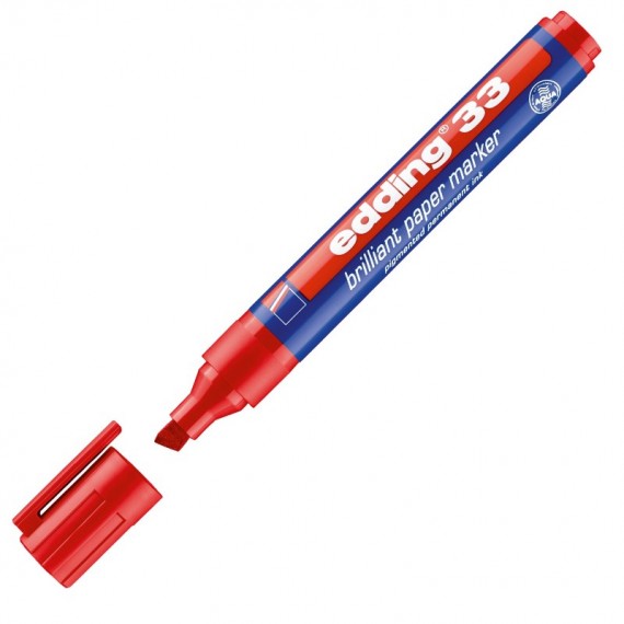 Marcatore 33 a base d'acqua - punta a scalpello da 1,0 a 5,0mm - rosso - Edding
