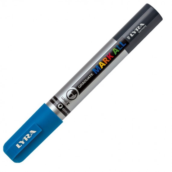 Marcatore a base d'acqua Graduate Mark All - punta tonda 2mm - azzurro - Lyra