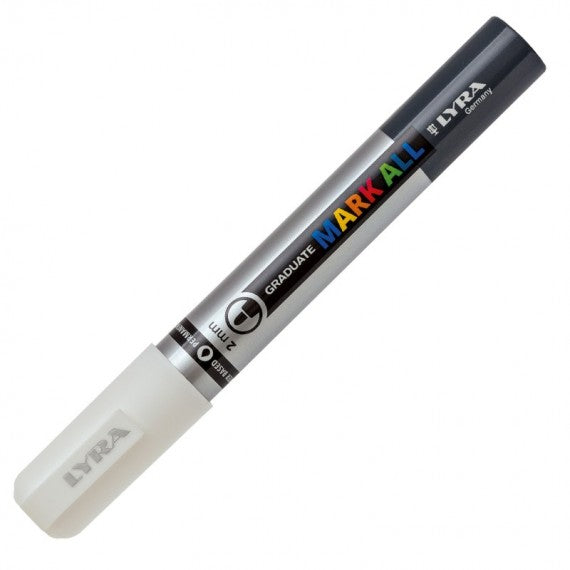 Marcatore a base d'acqua Graduate Mark All - punta tonda 2mm - bianco - Lyra