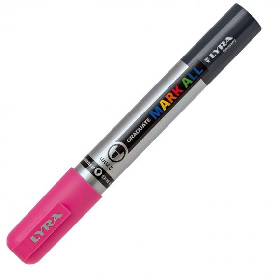 Marcatore a base d'acqua Graduate Mark All - punta tonda 2mm - rosa fluo - Lyra
