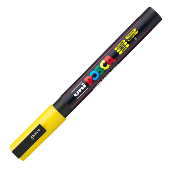 Marcatore a base d'acqua Uni Posca PC3M - punta fine da 0,9mm a 1,3mm - giallo - Uni Mitsubishi