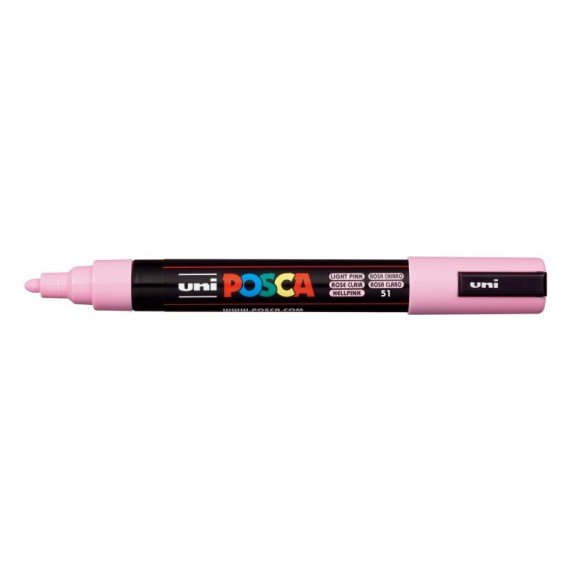 Marcatore a base d'acqua Uni Posca PC5M - punta media da 1,8 a 2,5 mm - rosa chiaro - Uni Mitsubishi