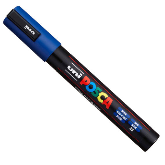 Marcatore a base d'acqua Uni Posca PC5M - punta tonda media da 1,8mm a 2,5mm - blu - Uni Mitsubishi