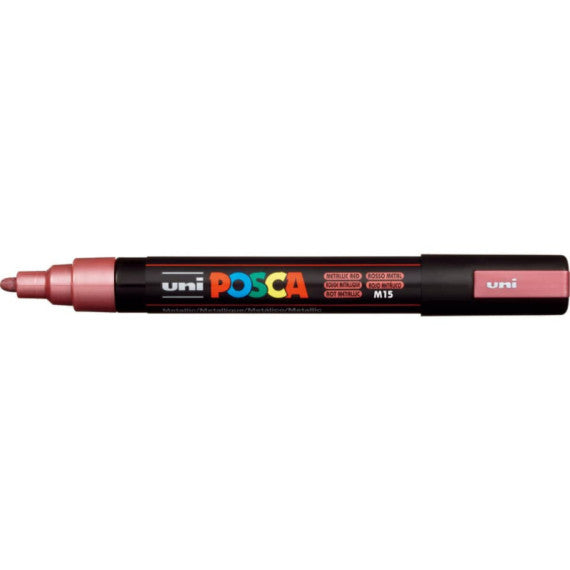 Marcatore a tempera Posca Uni-Ball punta tonda 1,8-2,5 mm rosso metal M PC5M RM