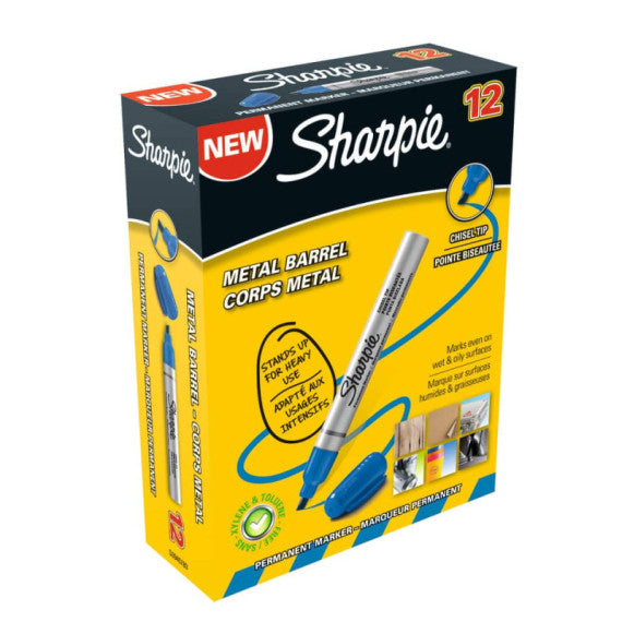 Marcatore permanente Sharpie Metal punta scalpello - 1,2-5,5 mm - in conf. da 12 blu - S0945780