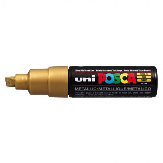 Marcatore Uni Posca PC8K - punta a scalpello 8mm - oro - Uni Mitsubishi