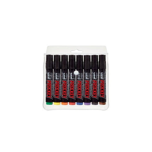 Marcatori Uni Prockey M122  - punta conica 1,20 - 1,80 mm - colori assortiti - Uni Mitsubishi - astuccio 8 pezzi
