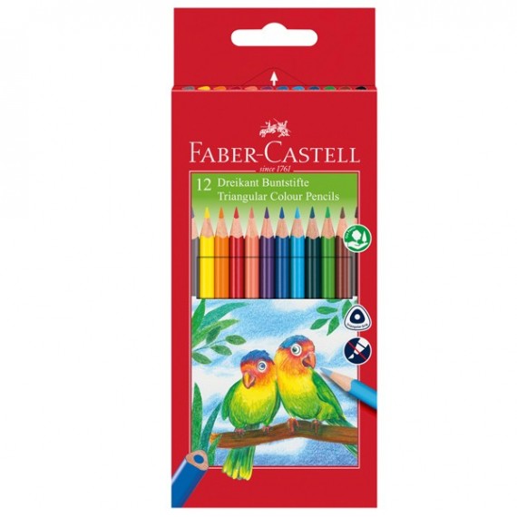 Matite colorate Eco triangolari - diametro mina 3 mm - Faber Castell - astuccio 12 pezzi con temperino