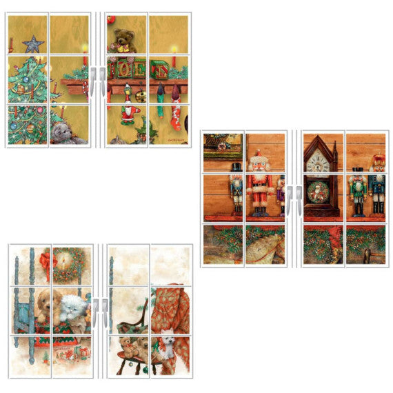 Mini biglietti di Natale glitterati a tre ante - soggetti assortiti - conf.12 pezzi Biembi - BAN208C64