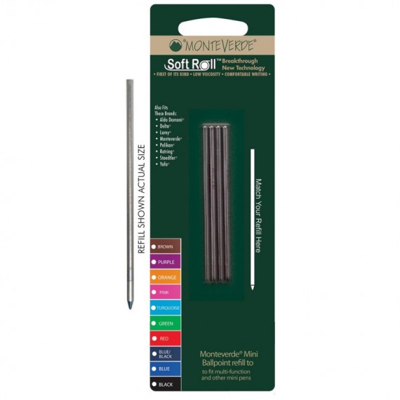 Minirefill per sfera multifunzione - punta media - nero - Monteverde - conf. 4 pezzi