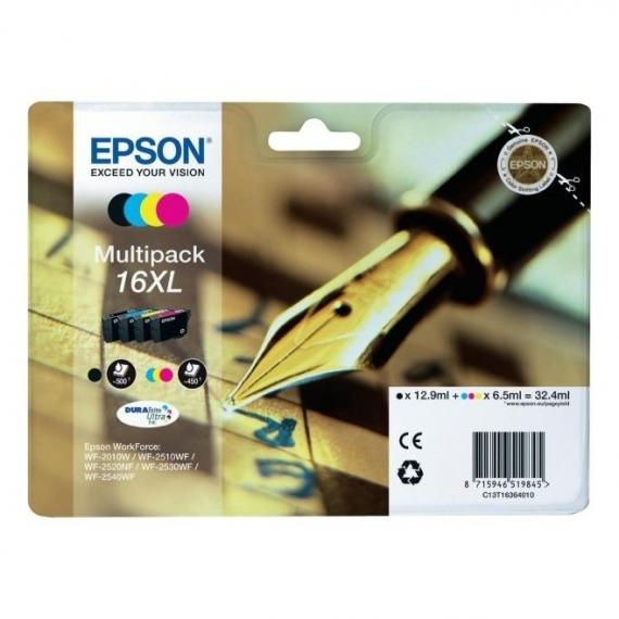 MULTIPACK ORIGINALE EPSON T1636XL C13T16364012 PER EPSON WF2010W 2510WF 2520NF 2530WF C13T16364012 16XL T1631 T1632 T1633 T1634