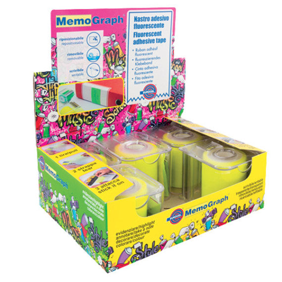 Nastro adesivo Memograph con dispenser - 5 cm x 10 m - giallo - Eurocel