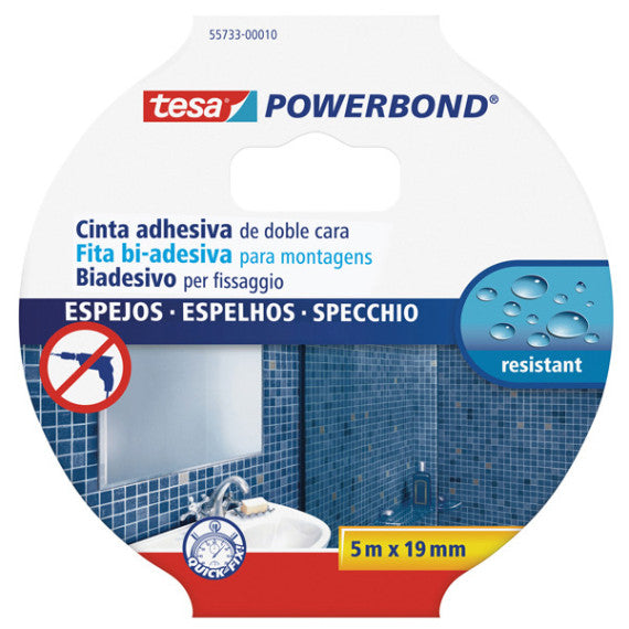 Nastro biadesivo Tesa Powerbond - per specchi - 1,9 cm x 5 m - bianco - Tesa