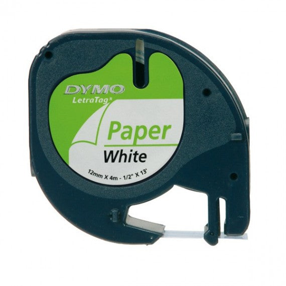 Nastro Letratag 912000 - in carta - 12 mm x 4 mt - bianco - Dymo