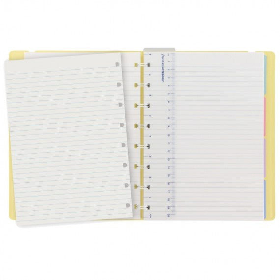 Notebook - con elastico - copertina similpelle - A5 - 56 pagine - a righe - giallo limone - Filofax