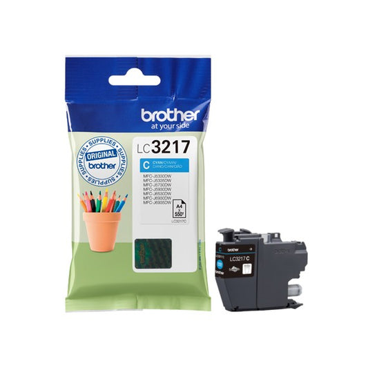 ORIGINALE BROTHER LC-3217C CIANO PER BROTHER MFC J5330DW,J5730DW,J6530DW,J6930DW LC3217 CAPACITA 550 PAGINE