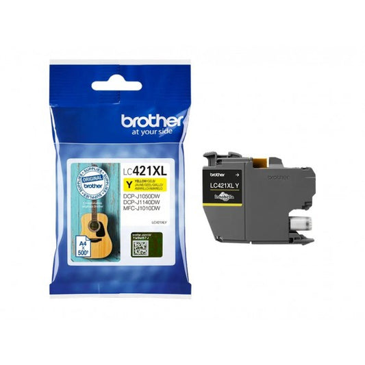 ORIGINALE BROTHER LC421XLY GIALLA ALTA CAPACITA' CARTUCCIA PER BROTHER DCP-J1050DW,J1140DW,MFC-J1010DW LC-421XL 500 PAGINE