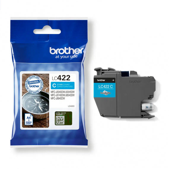 ORIGINALE BROTHER LC422C CIANO CARTUCCIA ORIGINALE PER BROTHER MFC J5340DW,J5740DW,J6540DW,J6940DW LC-422 550 PAGINE
