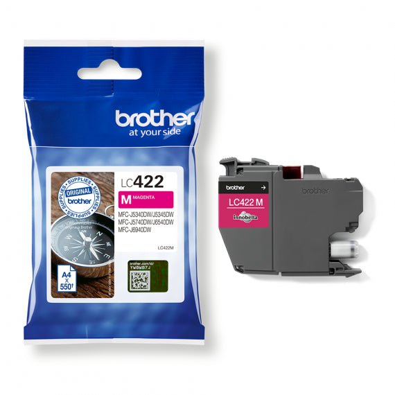 ORIGINALE BROTHER LC422M MAGENTA CARTUCCIA ORIGINALE PER BROTHER MFC J5340DW,J5740DW,J6540DW,J6940DW LC-422 550 PAGINE