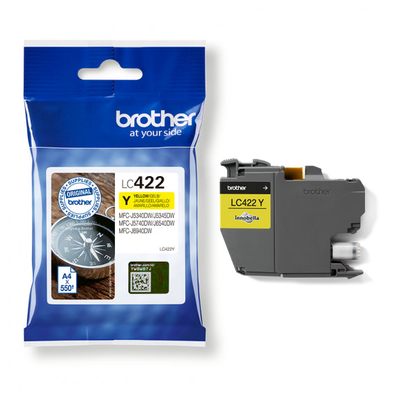 ORIGINALE BROTHER LC422Y GIALLA CARTUCCIA ORIGINALE PER BROTHER MFC J5340DW,J5740DW,J6540DW,J6940DW LC-422 550 PAGINE