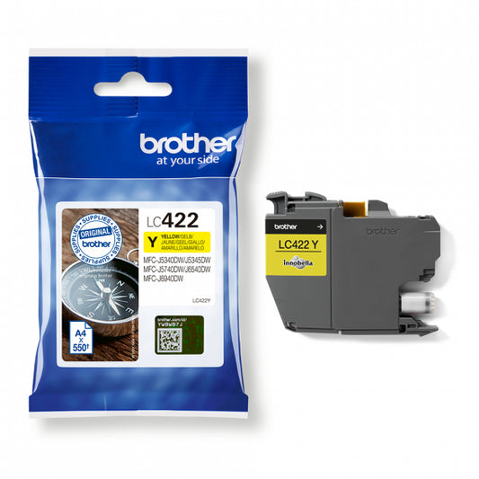 ORIGINALE BROTHER LC422Y GIALLA CARTUCCIA ORIGINALE PER BROTHER MFC J5340DW,J5740DW,J6540DW,J6940DW LC-422 550 PAGINE