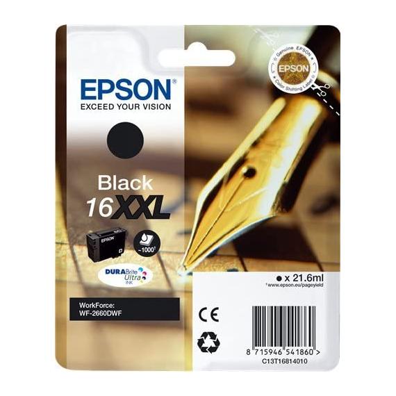 ORIGINALE EPSON T1681XXL NERA C13T16314012 PER EPSON WorkForce WF-2660DWF,WF-2760DWF 16XXL CAPACITA 21,60ML